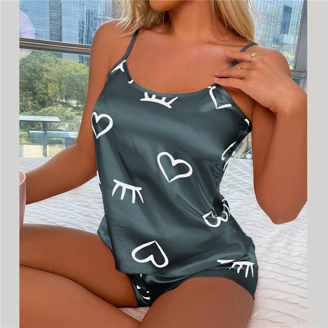 Set pijama satinată Vasha Heart