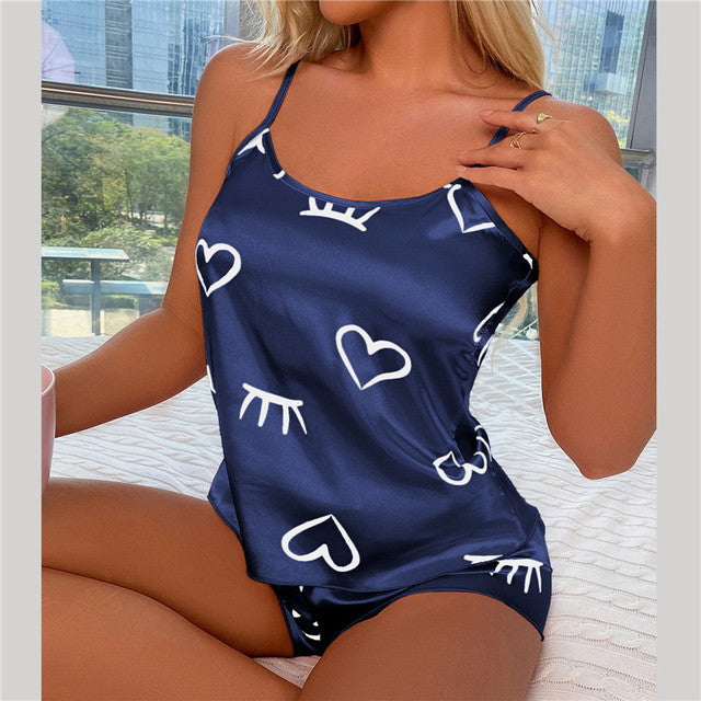 Set pijama satinată Vasha Heart