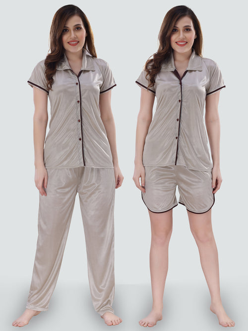 Set pijama satinată Vasha Grey Satin