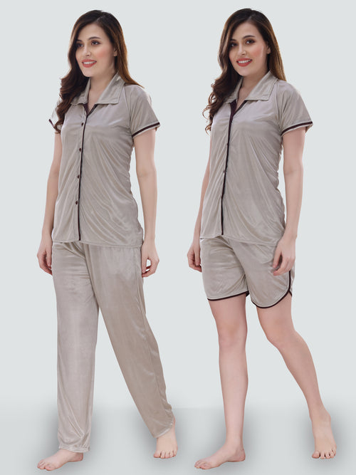 Set pijama satinată Vasha Grey Satin